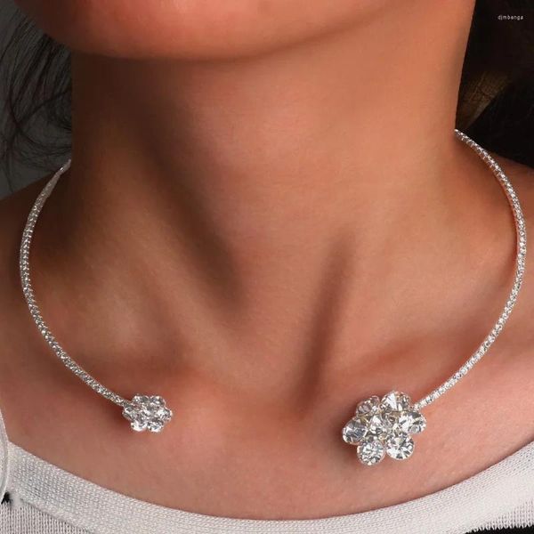 Choker Fashion Athestone в форме цветов ожерелье для женщин для женщин простые открытые аксессуары для ювелирных изделий