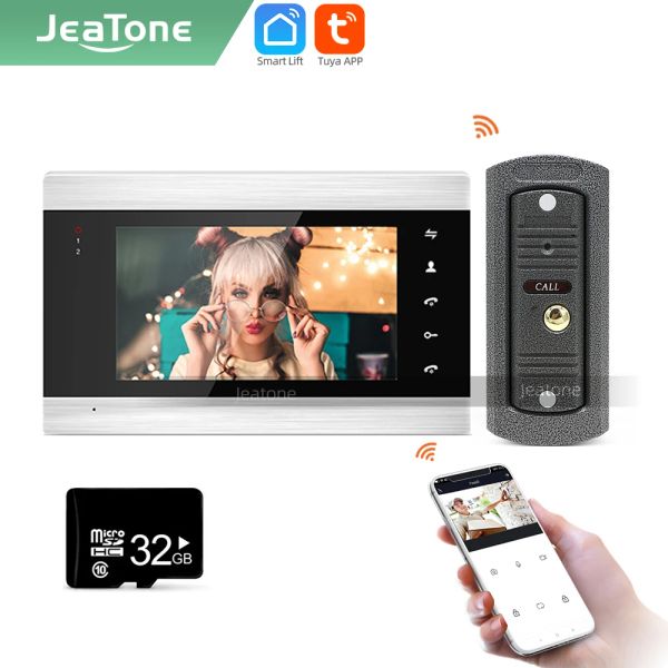 Intercomunicador Jeatone Tuya Smart 7 polegadas WiFi Video Intercomo para o monitor interno de casa Suporte SD Cartão Detecção de movimento Remote Ship Ru Ru