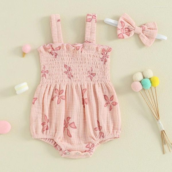 Наборы для одежды рожденные маленькие девочки без рукавов цветочные комбинезоны с костюмом для малышей.