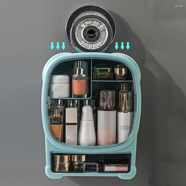 Scatole di stoccaggio scatola estetica comoda usura resistente a parete montata con cassetto del cuscinetto ad accessori per bagno cestini