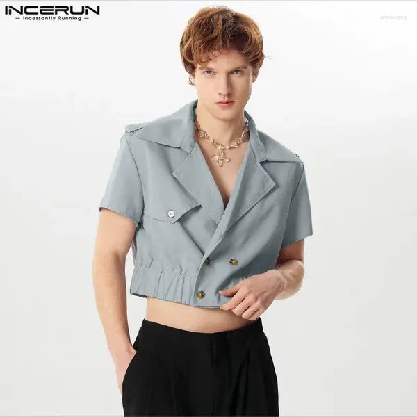 Herrenjacken Incerun Tops 2024 Fashion Casual Mens Persönlichkeit Kurzdoppelbeträge Jacke Schichten Männlich männlicher Farbärmel S-5xl