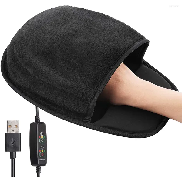 Cuscino da scalda pad del topo riscaldato USB con protezione da polso materiale peluche nero risparmio energetico e a basso costo ideale per il lavoro scolastico