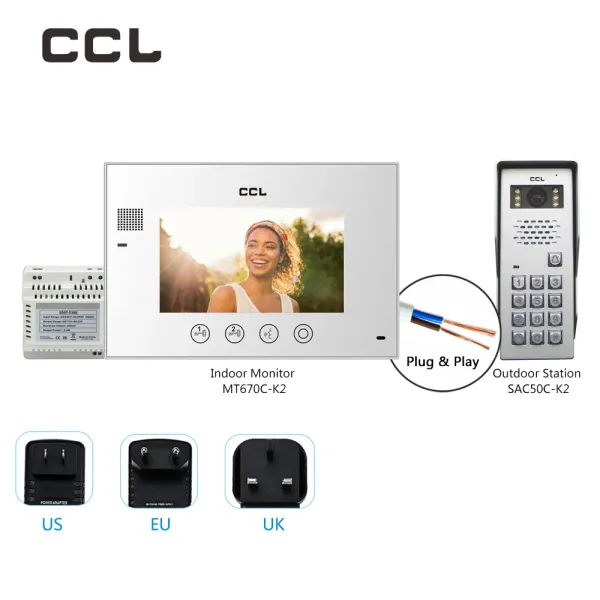 Intercomo CCL 7 polegadas 2wire Vídeo Intercom