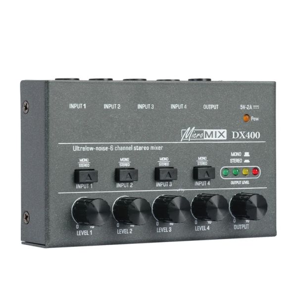 Адаптер DX400 Mixer Mini DJ низко шумовый звуковой микшер Ultra Compact Professional KTV Sound Mixer Fourway Mixer