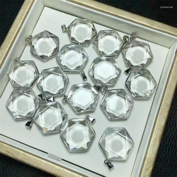 Bracelets de link S925 Natural Clear Quartz Hexagram