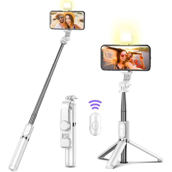 Monopods Kablosuz Bluetooth Selfie Stick Katlanabilir Taşınabilir Tripod, Android iPhone Akıl