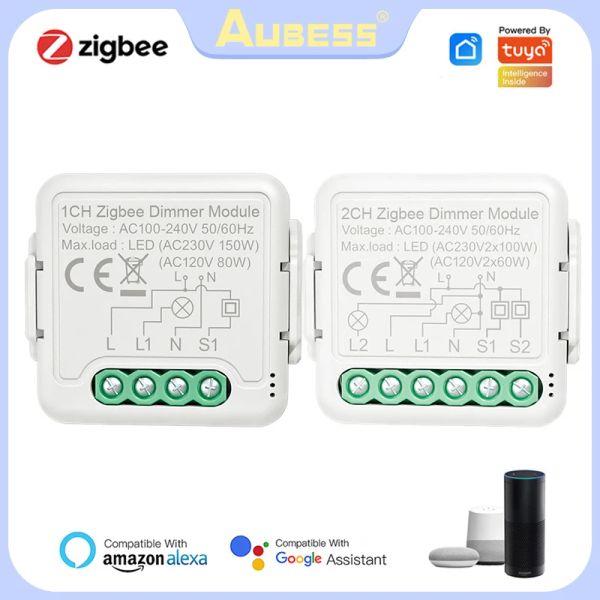 Intercom Tuya Zigbee3.0 Smart Dimmer Switch Modul Smart Home Remote Voice Timer Switch, arbeitet mit Tuya Smart Life App Alexa Google Home zusammen