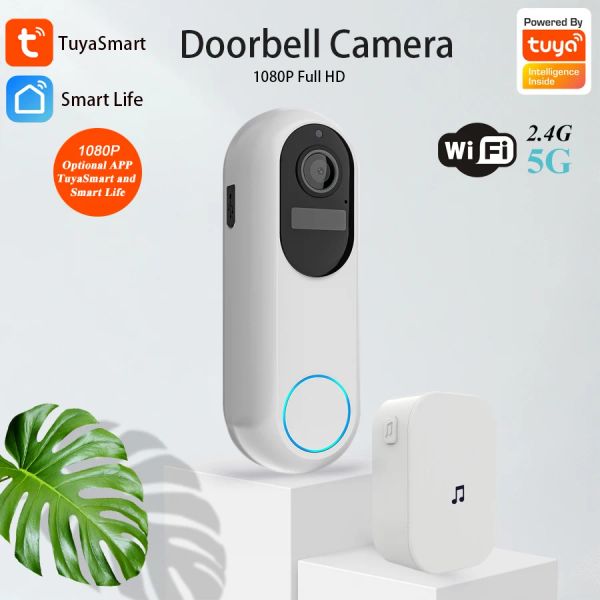 Дверная звонок Tuya Smart Video Door Door Twarepronation Night Vision Home Security 1080p FHD Camera Digital Visual Intercom 2,4 ГГц 5 ГГц Wifi Wifi