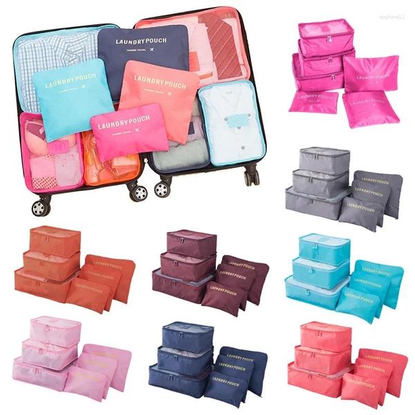 Bettwäsche Sets 6 Teile Set Reisen Organizer Aufbewahrungstaschen Kofferpackungen Tragbares Gepäck Kleidungsschuh Tidypouch