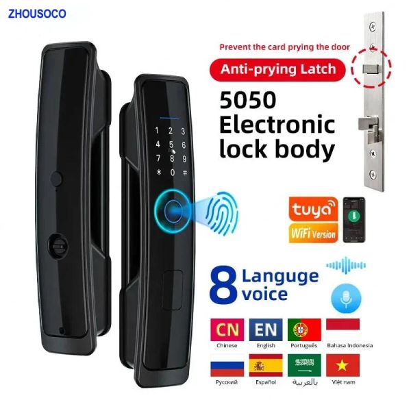 Blocca Tuya Smart Door Lock WiFi App WiFi Biometric Blocco blocco delle impronte digitali Password digitale Auto Lock Lock Ingresso senza chiave per Smart Home