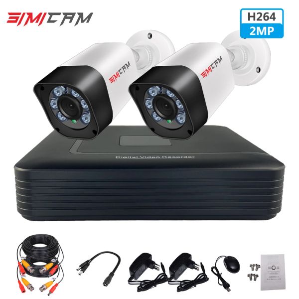 Sistem 4CH 1080N DVR CCTV Güvenlik Sistemi Kiti 2pcs 1080p 2MP Kuru Kızılötesi Su Geçirmez AHD Kamera Ev Ofis Video Gözetim Seti