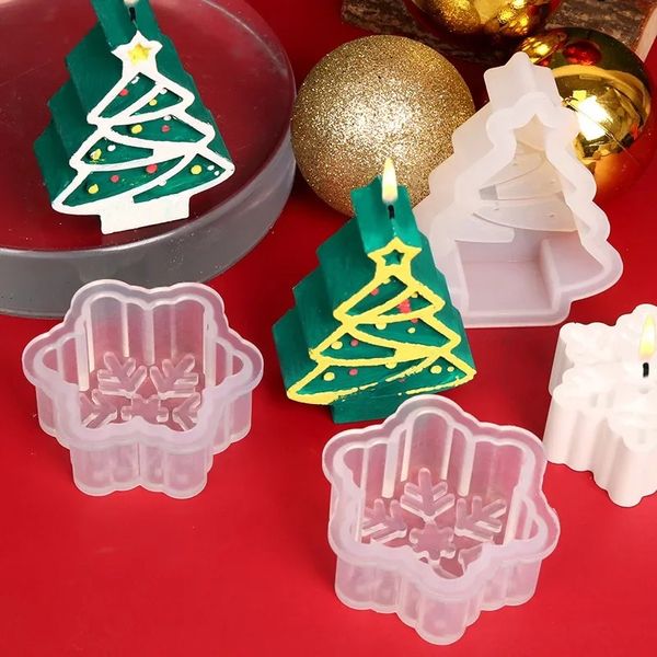 2024 Árvore de Natal Candle perfumada Silicone Mold Diy casla de gesso de velas moldes resinas de natal artesanato fabricação de molde decoração de casa decoração