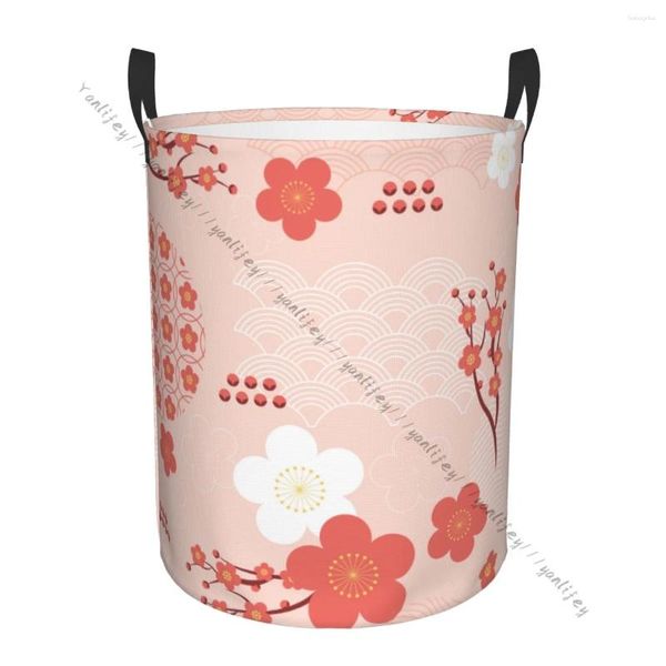 Bolsas de lavanderia cesta de banheiro rosa geométrico flor de flor dobrável roupas sujas cesto saco de armazenamento doméstico