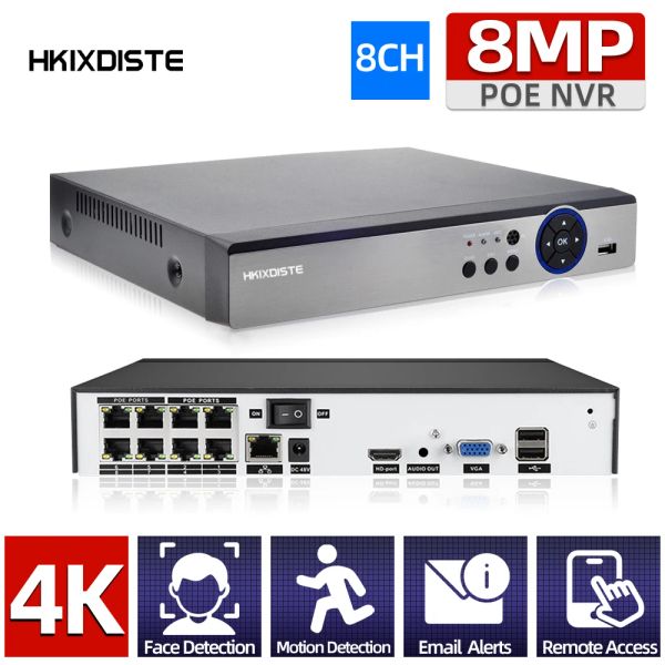 Регистратор HKIXDISTE H.265 4CH 8CH POE NVR KIT 4K Security IP -камера NVR System P2P CCTV Video Recorder Sepullance SET 5MP