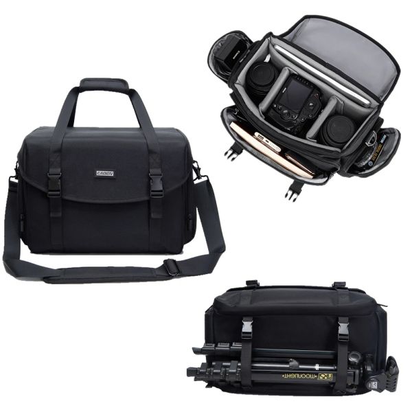 Monopods Caden Camera Sling Bags Sacos de ombro à prova de choque para Nikon Canon Sony Lens Tripé Bolsas para viagem fotográfica ao ar livre