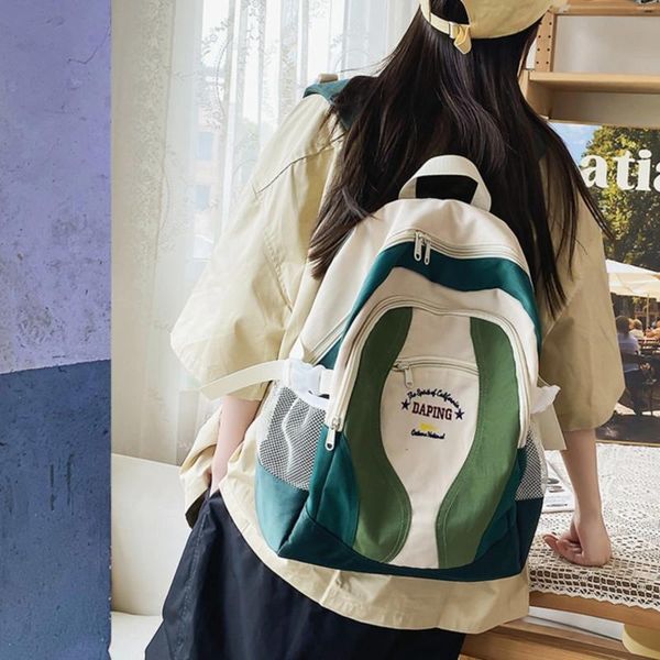 Sırt çantası okul çantaları panelli moda lüks unisex dizüstü bilgisayarlar için büyük kapasite genç kızlar kadın nakış için serin