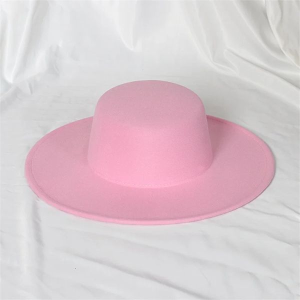 Pink Fedora Hat для мужчин Женщины Британская модная ретро -потолок винтажный французский 95 см шириной церковь Брим Панама 240402