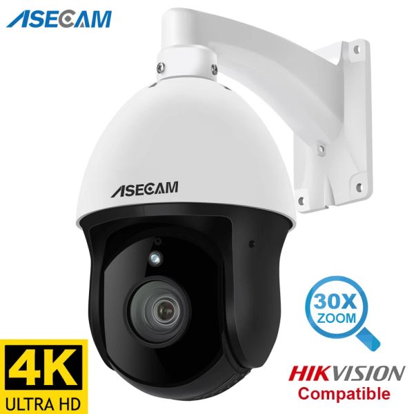 Kameras 8MP 4K IP -Kamera Outdoor PTZ 30x Zoom CCTV Varifokal ONVIF H.265 Dome POE Audio IMX415 Überwachungskamera Hikvision Protokoll