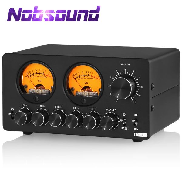 Amplificador nobsound eq5 pro mini 5 band eq pré -amplificador estéreo bluetooth equalizador de áudio de recepção em casa com medidor vu
