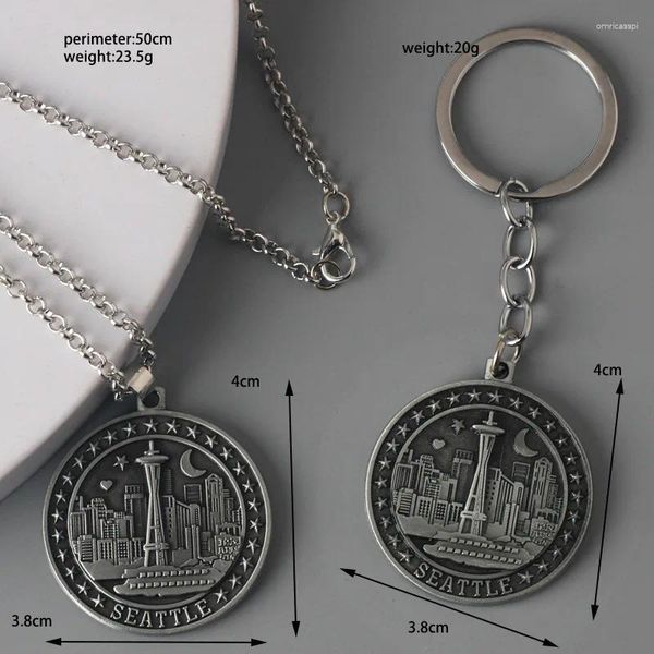 Colares pendentes Seattle City Light Llight Jewelry Colar Creative Travel View Car Chain Key Chain