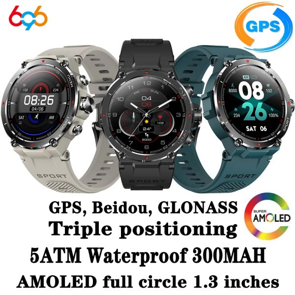 Saatler Akıllı Saat GPS Galileo Beidou Konum Su Geçirmez Akıllı İzle Erkekler 300mah 1.3inch 360*360px HD AMOLED SCRECE Spor Fitness Saat