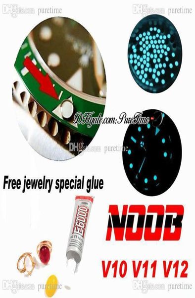 N V10 v11 v12 Watch 116610 126610 114060 Черно -голубо -зеленая керамическая панель пакета хроно -светящиеся шарики клей для подарков и Jewel3532459