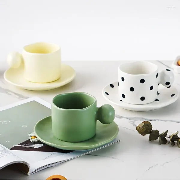 Xícaras pirolas de bolinhas criativas modernas listras de café com xícara de chá de cerâmica Presente de mesa de cozinha de escritório em casa Presente para amigos