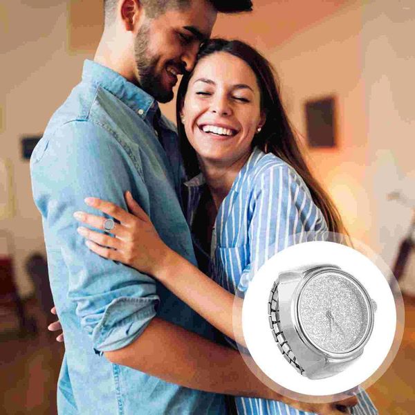 Wanduhren Männer Finger Uhr runden Ring Valentinstag Schmuck Geschenk für ihn ihre Muttertag Überraschung Silber
