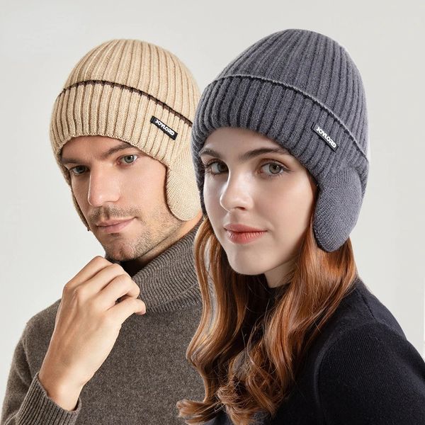Chapéus de inverno para homens e mulheres unissex knit lã chapéu de lã grossa forrada com tampa de moda esticada tap de moda esticada 240311