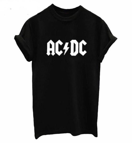 ACDC -Band Rock T -Shirt Frauen039s ACDC Schwarzer Buchstaben gedruckt Grafik T -Shirts Hip Hop Rap Music Kurzarm Tops Tee Shirt4839723