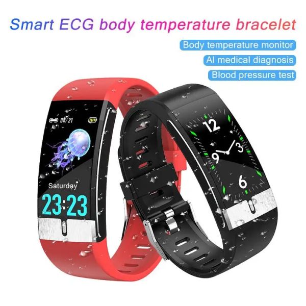 Pulseiras Smart ECG ECG Body Temperature Bracelet ECG PPG Freqüência cardíaca Medição de temperatura