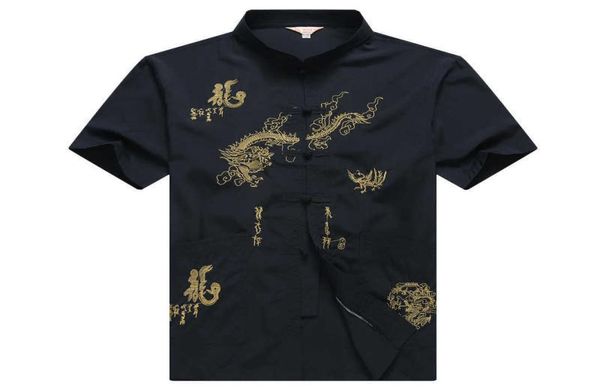 Mandarin Kragen Männer traditioneller Tang Top Dragon Flügel Chun Kleidung Kurzarm Kung Fu Hemd Chinesische Kleidung MXXXL G10147347017