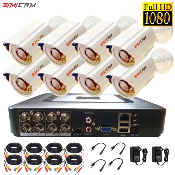 BIIN CCTV Sistema di sicurezza Sistema analogico KIT AHD 8/4Channel Registratore DVR 2/4/6/8pcs Opzioni 2MP 1080p Video sorveglianza metallica da proiettile