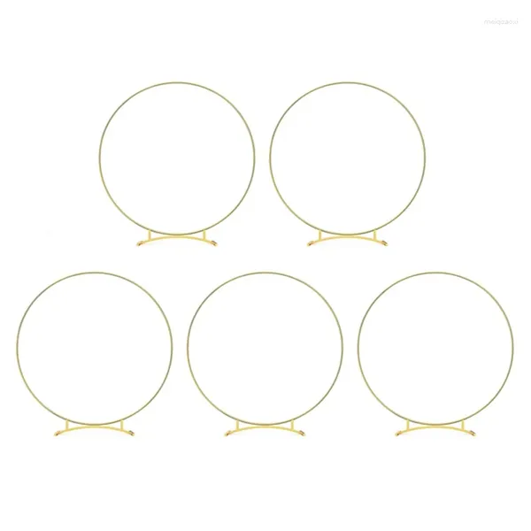 Flores decorativas 5pcs Metal Curved Base Floral Hoop Piece Central Conjunto para Tabela Greante de ouro com decorações de kits Stands