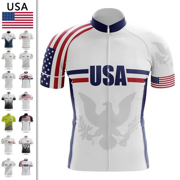 Мужская одежда Команда USA Флаг велосипедная одежда Лето с коротким рукавом.
