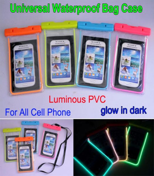 Universal Luminous Clear PVC wasserdichte Beutel Unterwasser -Beutel langlebiger Hülle für iPhone 6 6s Plus für Samsung Note 54 S6 S56622375