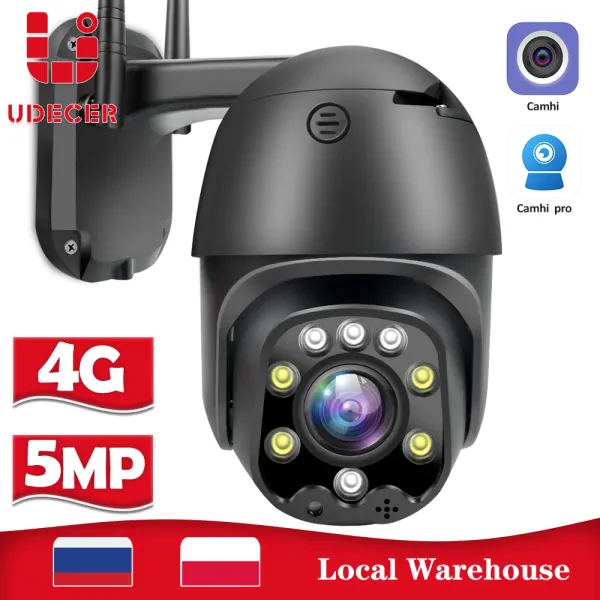 Abbigliamento 5MP HD 4G SIM SIM Camera IP 1080P CCTV esterno Sicurezza PTZ 5x Zoom Camera zoom Mini velocità Sorveglianza Sorveglianza WiFi Camhi App