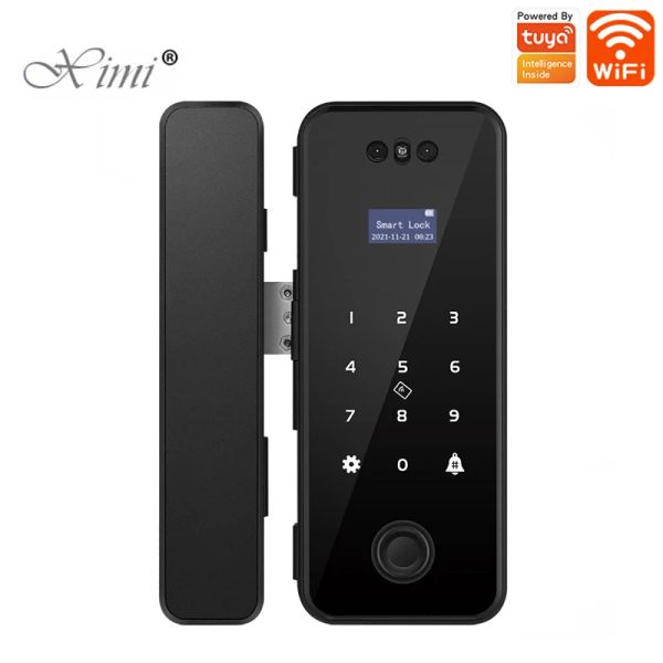 Lock 3D AI Face Erkennung Smart Door Lock Fingerabdruck IC Karten Passwort Glastür Schloss WiFi Tuya App Smart Management mit Key