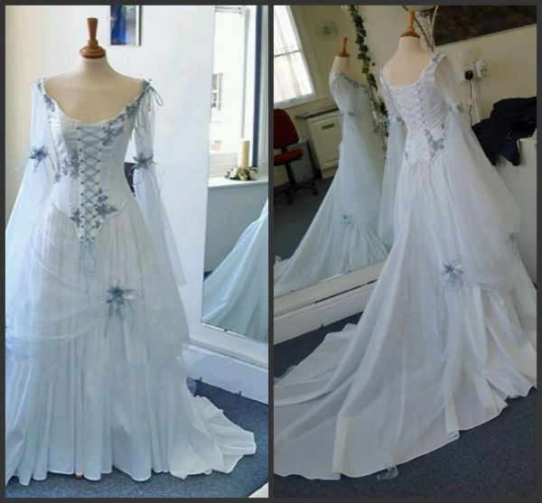 Abiti nuovi abiti da sposa vintage abiti da sposa medievale colorati bianchi e blu chiaro