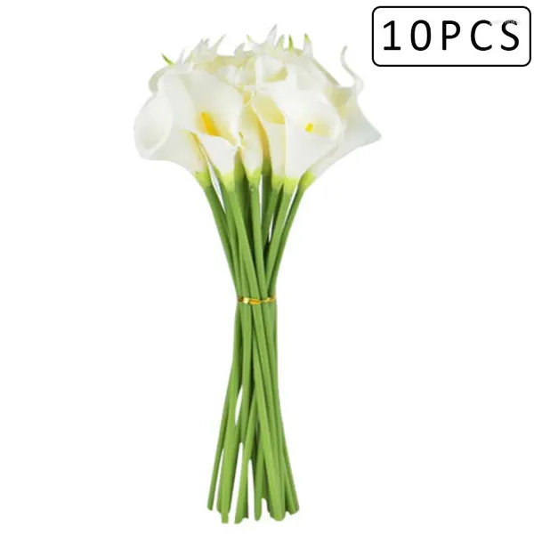 Flores decorativas 10pcs calla lily simulação vasos com decoração nórdica estilos de planta de planta de planta de flor estilos de vaso de flores decoração