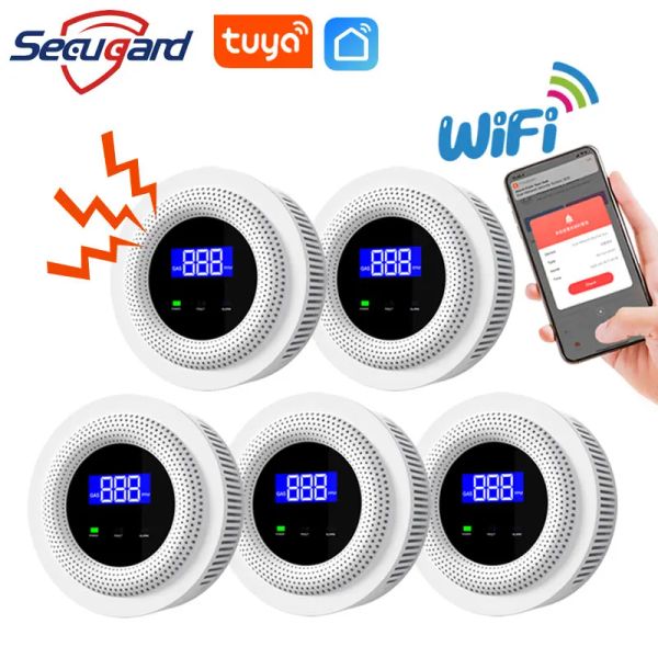 Detektor Tuya WiFi Gasleck -Detektor 433MHz Wireless LPG Leckage Sensor Smart Life App Control Home Security Kitchen Sound Schall Alarm Alarm