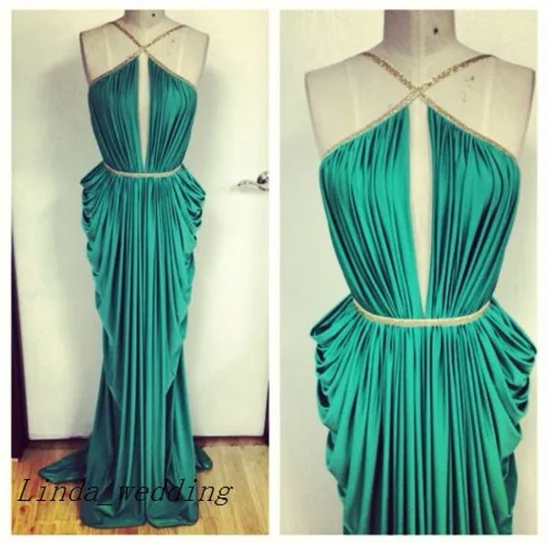 Vestidos frete grátis de alta qualidade Michael Costello Goddess Emerald Green Night Dress Novo vestido de festa formal de longa longa