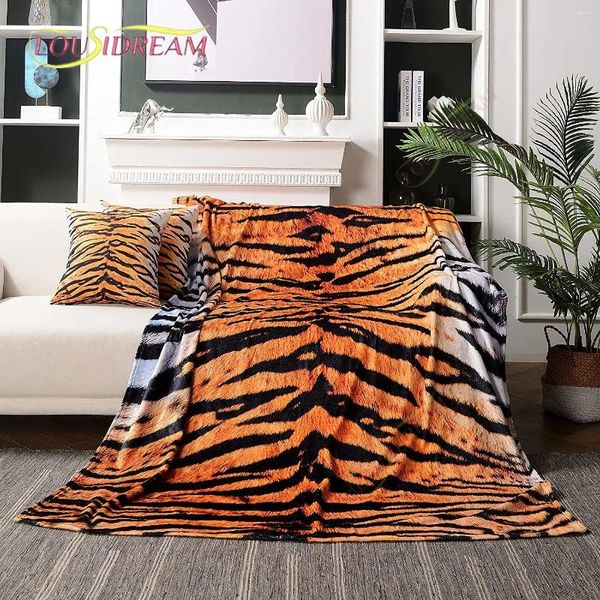 Одеяла очень мягкий тигр для печати одеяла теплый плюшевый бросок, раскрытый диван, подходящий для гостиной спальни теплый