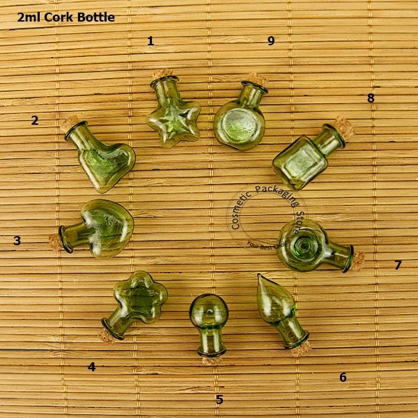 Anzüge 20pcs Promotion Glasgrün 2 ml Mini kleine Korken Flaschen nachfüllbare Fläschchen Stopper Dekorative Glasbehälter für Anhänger