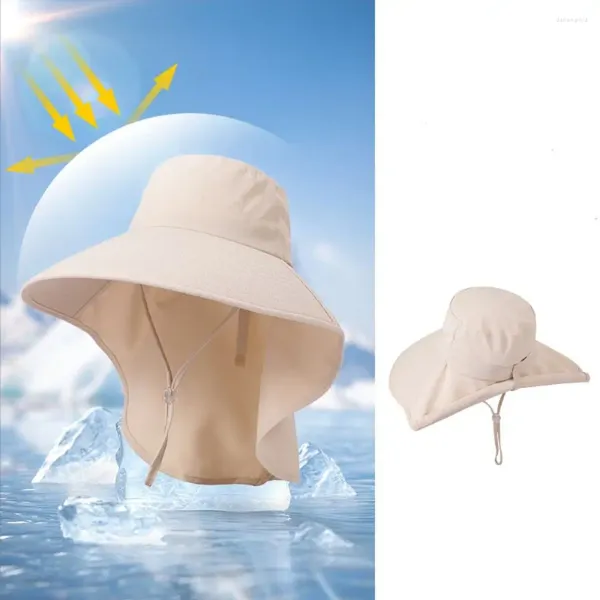 BERETS UV Anti Outdoor Fisherman Hat Fashion Wide Brim Shawl Sunier Crenere Sun Visori per la pesca da trekking Donne estate