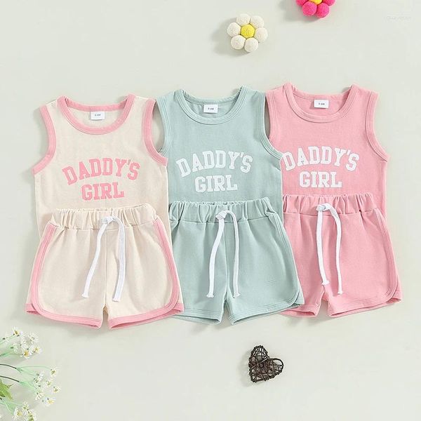 Set di abbigliamento Summer Baby Girl Clothes Set Out Sleeveless Letter Tans Cancelle