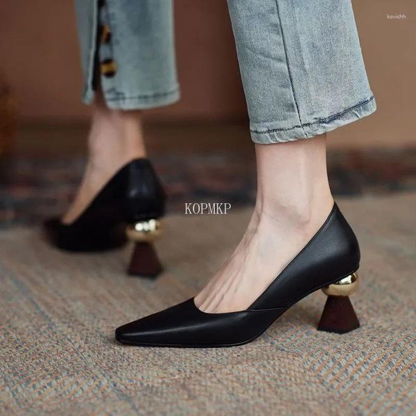 Elbise Ayakkabı Tasarımcı Seksi Kadın Pompalar Saçlı Toe Şık Şık Ofis Çalışıyor Garip Yüksek Topuk Stilettos Siyah 40