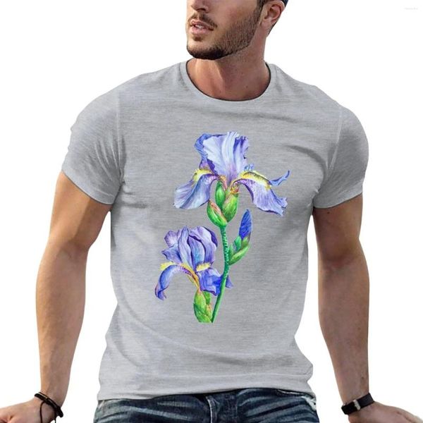 Мужские майки топы акварели ириса цветочная футболка животном Prinfor Boys Summer Hippie Одежда мужская хлопковые футболки
