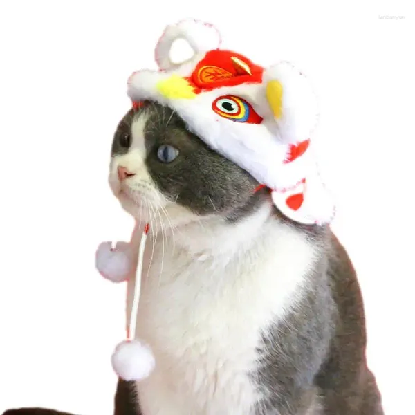 Vestuário para cães roupas gatos de gato ano chinês faixa macia ajustável com cordão adorável chapéu quente de estimação para cães cães gatos gatinhos festa