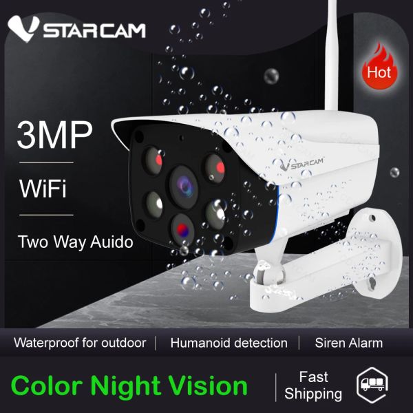 Камеры Vstarcam CS52 3MP Беспроводная IP -камера Wi -Fi Ir Color Night Vision Водонепроницаем